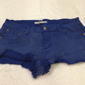 Forever 21 Denim size 26 juniors Royal blue shorts frayed edges